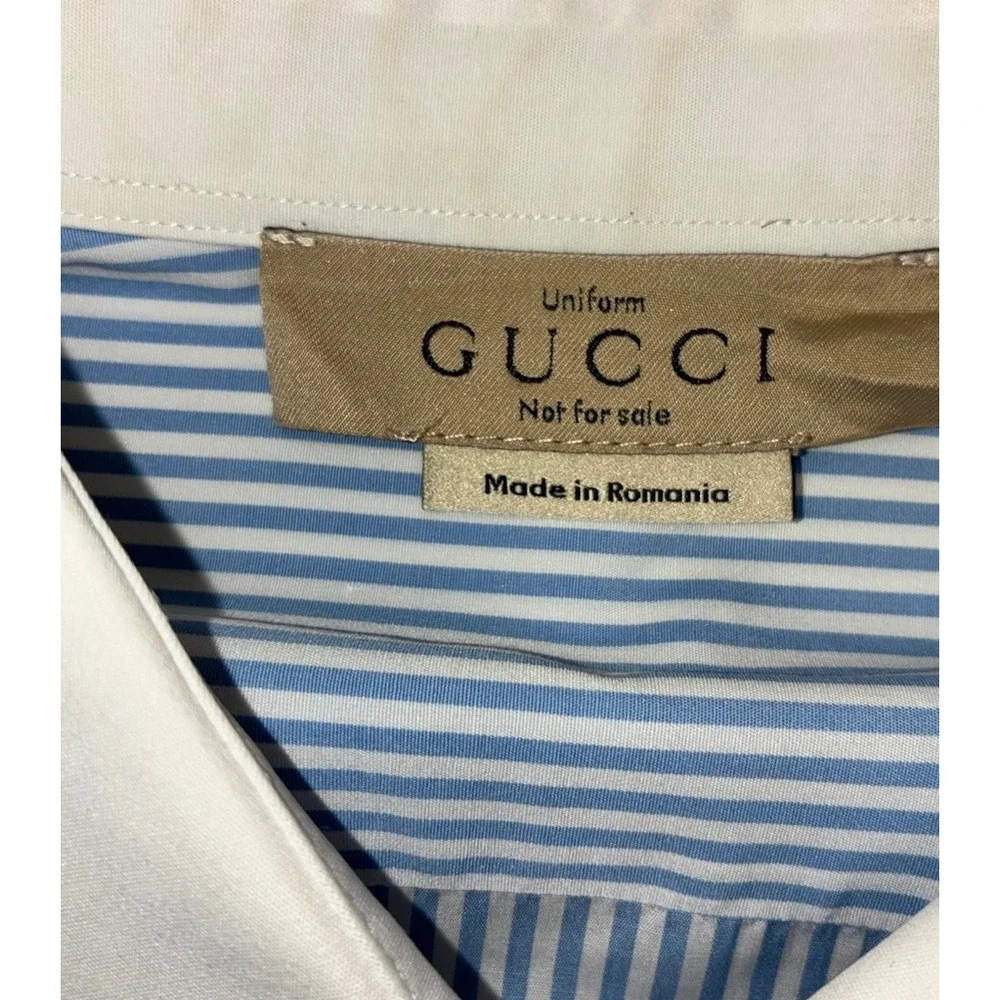 Gucci Shirt Men's 17.5 Blue Striped‎ And Vest 3XL Navy Wool Uniform Slim Fit NEW